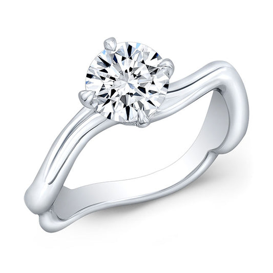 Art Deco Style Twisted Shank Solitaire Diamond Engagement Ring