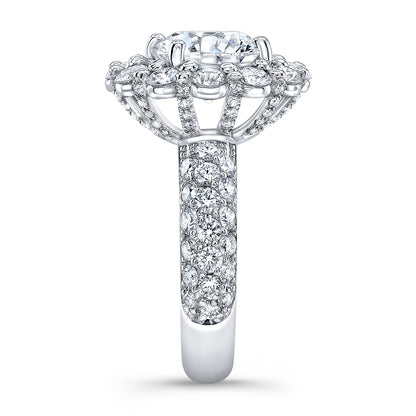 Modern Style Halo Diamond Engagement Ring
