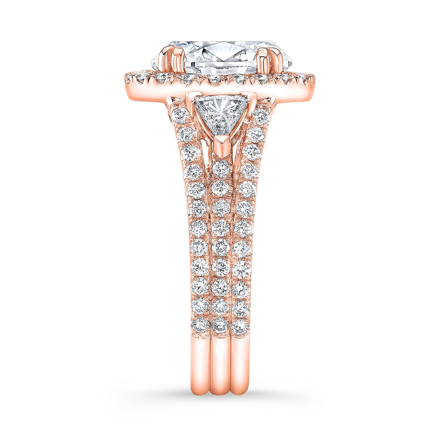 Modern Style 3-Row Halo Diamond Engagement Ring