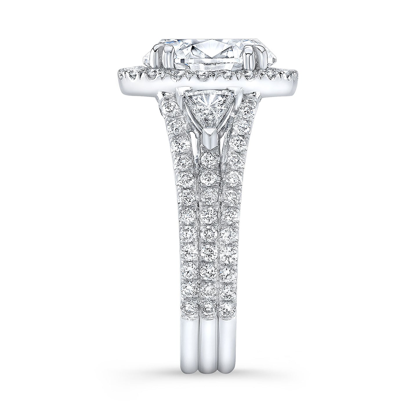 Modern Style 3-Row Halo Diamond Engagement Ring