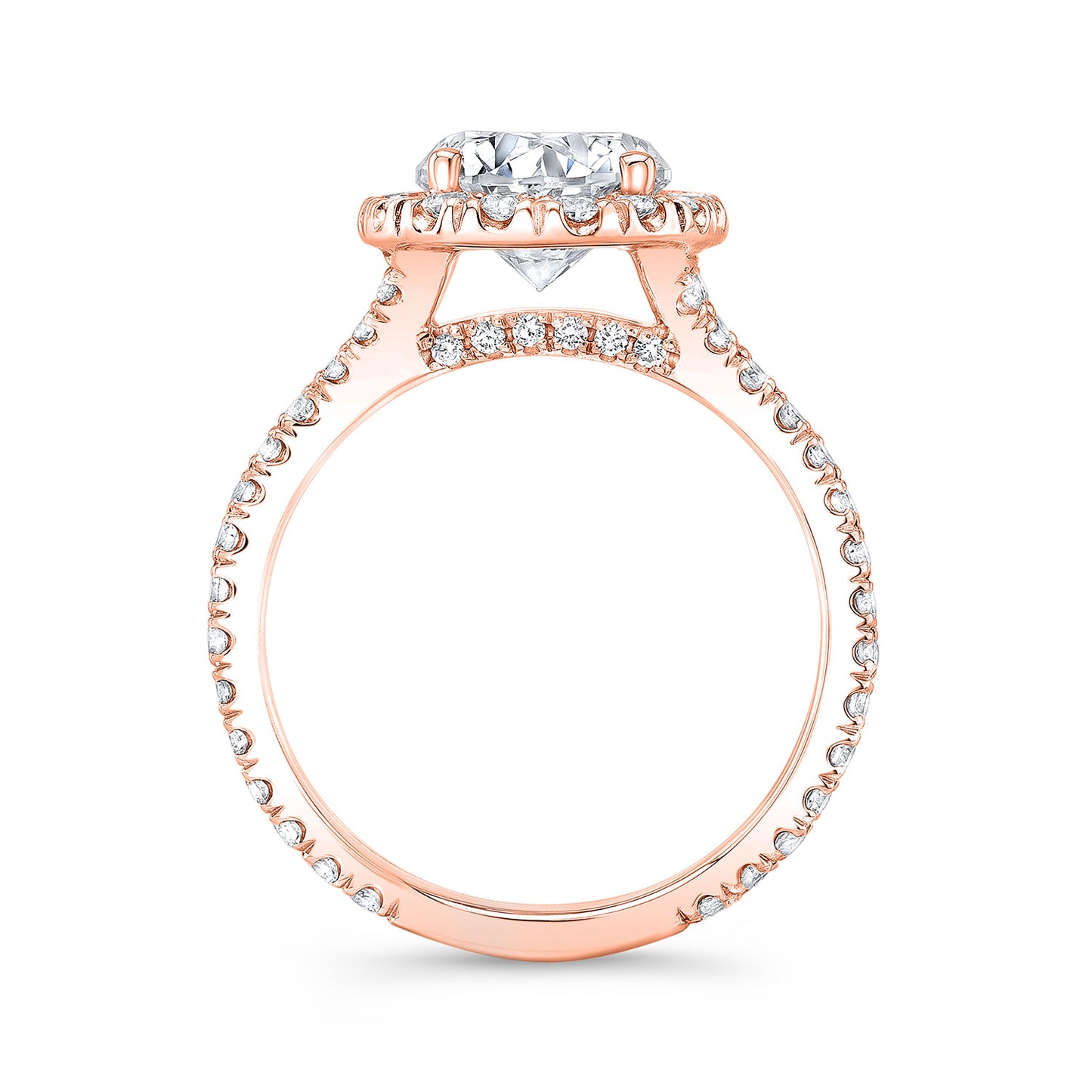 Modern Style Split Shank Halo Diamond Engagement Ring