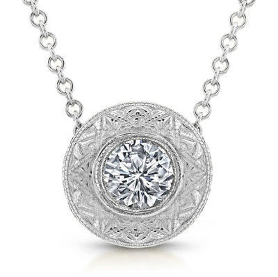 Diamond Bezel Pendant Hand Engraved