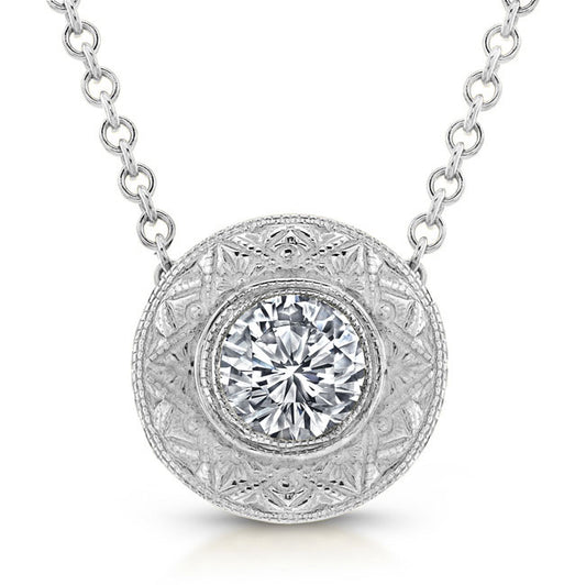 Diamond Bezel Pendant Hand Engraved