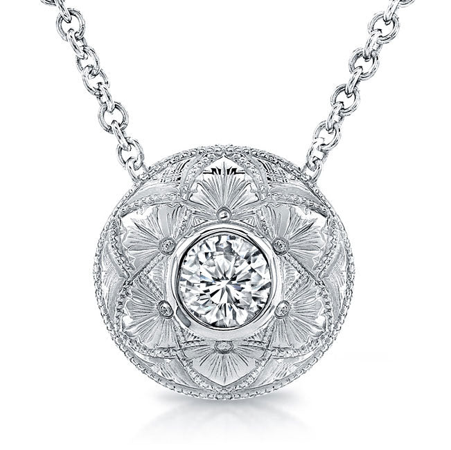 Diamond Bezel Pendant Hand Engraved