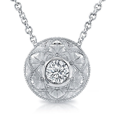 Diamond Bezel Pendant Hand Engraved