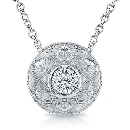 Diamond Bezel Pendant Hand Engraved
