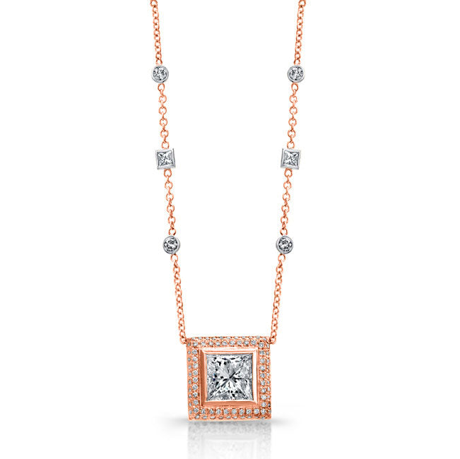 Princess Diamond Bezel Pendant