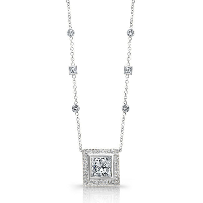 Princess Diamond Bezel Pendant