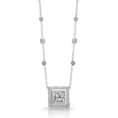 Princess Diamond Bezel Pendant