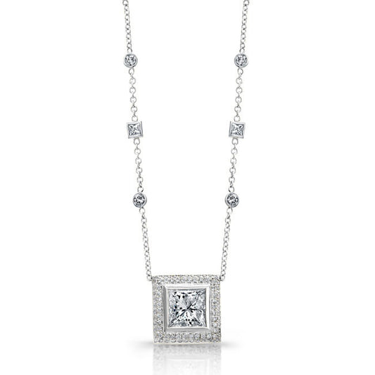 Princess Diamond Bezel Pendant