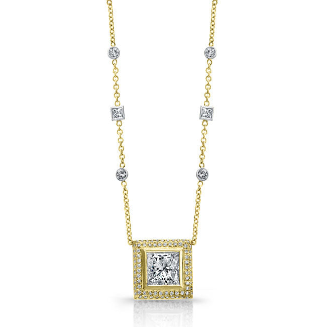 Princess Diamond Bezel Pendant