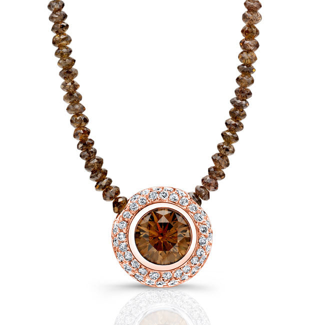 Cognac Diamond Bezel Pendant
