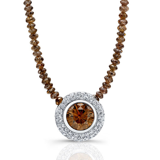 Cognac Diamond Bezel Pendant