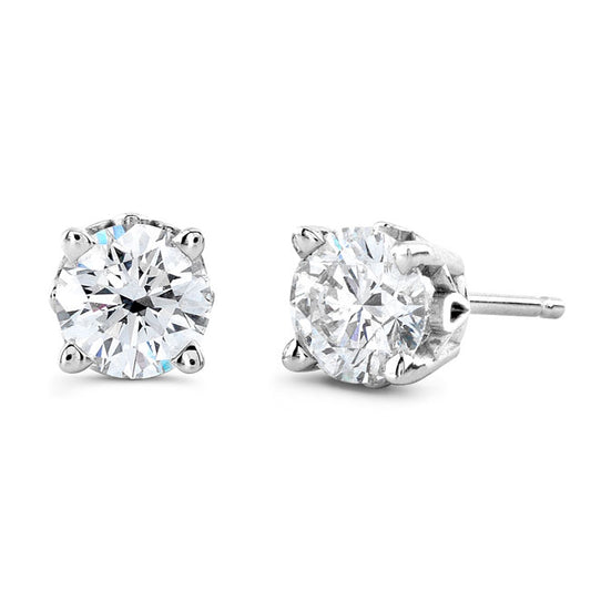 1 Carat Lab Grown Diamond Stud Earrings (0.5ct Each) in Gold, Rose Gold, or Platinum