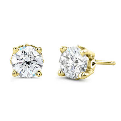 1 Carat Lab Grown Diamond Stud Earrings (0.5ct Each) in Gold, Rose Gold, or Platinum