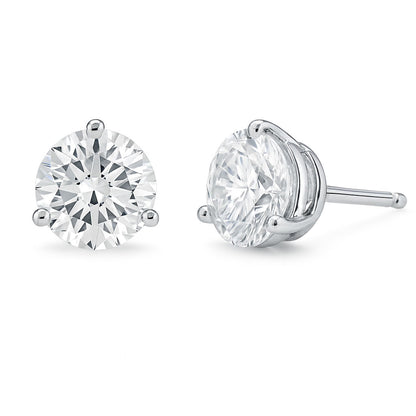 9 Carat Round Lab Grown Diamond Stud Earrings (4.50 ct Each) in Gold or Platinum