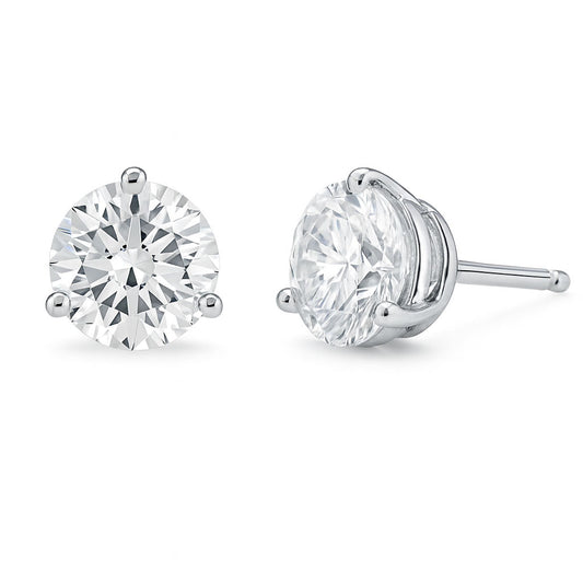 9 Carat Round Lab Grown Diamond Stud Earrings (4.50 ct Each) in Gold or Platinum