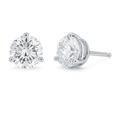 5 Carat Round Lab Grown Diamond Stud Earrings (2.50 ct Each) in Gold or Platinum