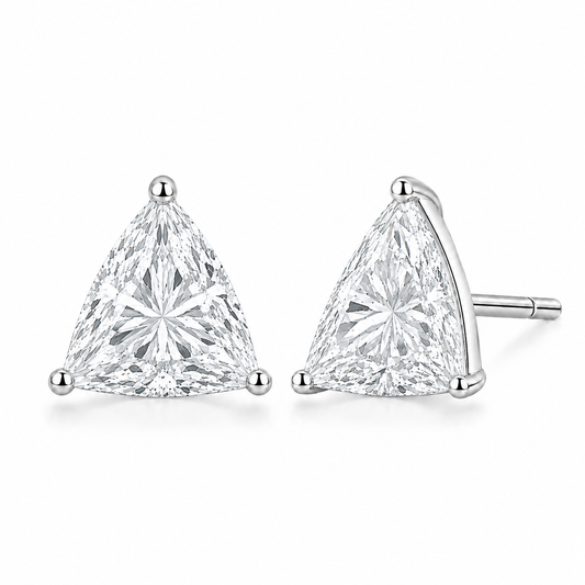 9 Carat Trilliant Lab Grown Diamond Stud Earrings (4.50 ct Each) in Gold or Platinum