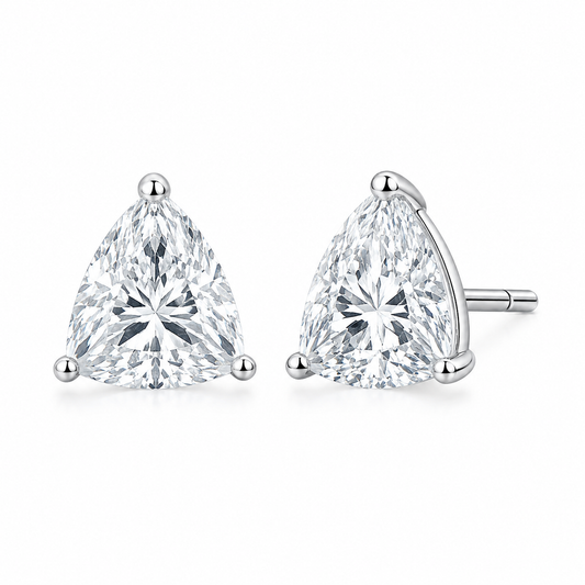 1 Carat Trillion Lab Grown Diamond Stud Earrings (0.50 ct Each) in Gold or Platinum