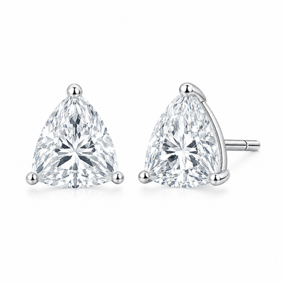 1 Carat Trillion Lab Grown Diamond Stud Earrings (0.50 ct Each) in Gold or Platinum