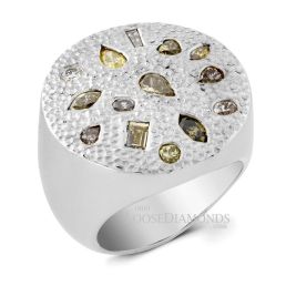 14k White Gold Multi-Color Diamond Cocktail Ring