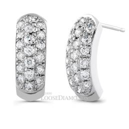 18k White Gold Half-Hoop Diamond Earrings