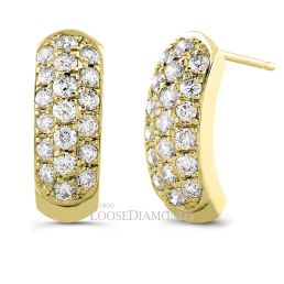 14k Yellow Gold Half-Hoop Diamond Earrings