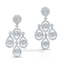 14k White Gold Art Deco Style Diamond Earrings