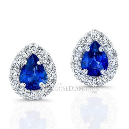 14k White Gold Sapphire & Diamond Earrings