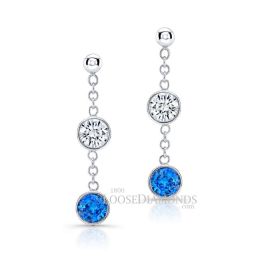 14k White Gold Dangling Diamond & Sapphire Earrings