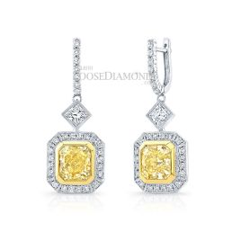 14k White Gold Dangling Fancy Diamond Earrings