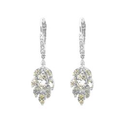 14k White Gold 2.78 CTW Natural DIamond Yellow Marquise Drop Earrings