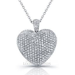 14k White Gold Classic Style Diamond Heart Shape Pendant