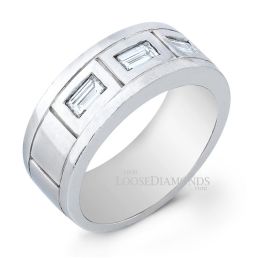 14k White Gold Men's Modern Style Diamond Ring