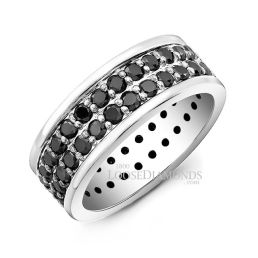 14k White Gold Modern Style Black Diamond Men's Ring