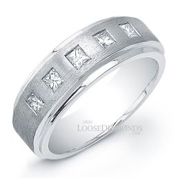 14k White Gold Men's Modern Style Diamond Wedding Ring