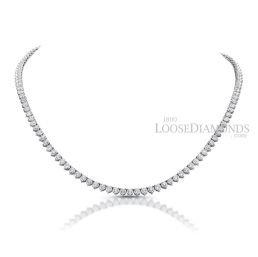 14k White Gold Martini Style Round Diamond Tennis Necklace
