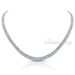 14k White Gold Classic Style Two-Row Graduated Diamond Tennis Necklace