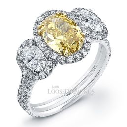 Platinum Classic Style 3-Stone Diamond Halo Engagement Ring