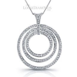 14k White Gold Modern Style Tri-Circle Diamond Pendant