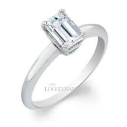 14k White Gold Classic Style Solitaire Engagement Ring