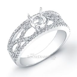 Platinum Modern Style Twisted Shank Diamond Engagement Ring