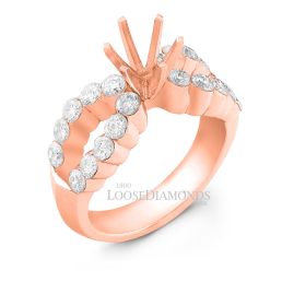 14k Rose Gold Modern Style Split Shank Diamond Engagement Ring