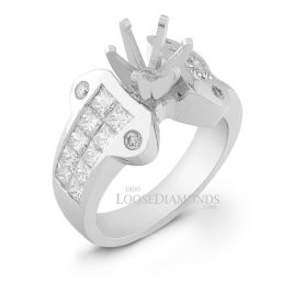 Platinum Modern Style Invisible Set Diamond Engagement Ring