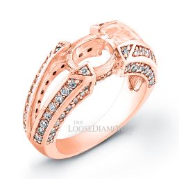 18k Rose Gold Art Deco Style Split Shank Diamond Engagement Ring