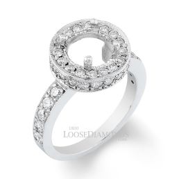 14k White Gold Classic Style Diamond Halo Engagement Ring