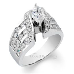 18k White Gold Modern Style Diamond Engagement Ring