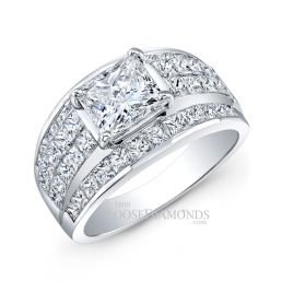 Platinum Modern Style Princess Cut Diamond Engagement Ring