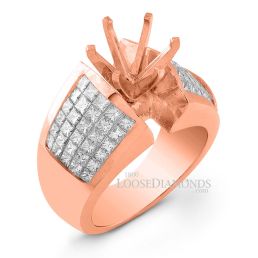 18k Rose Gold Modern Style Princess Cut Diamond Engagement Ring